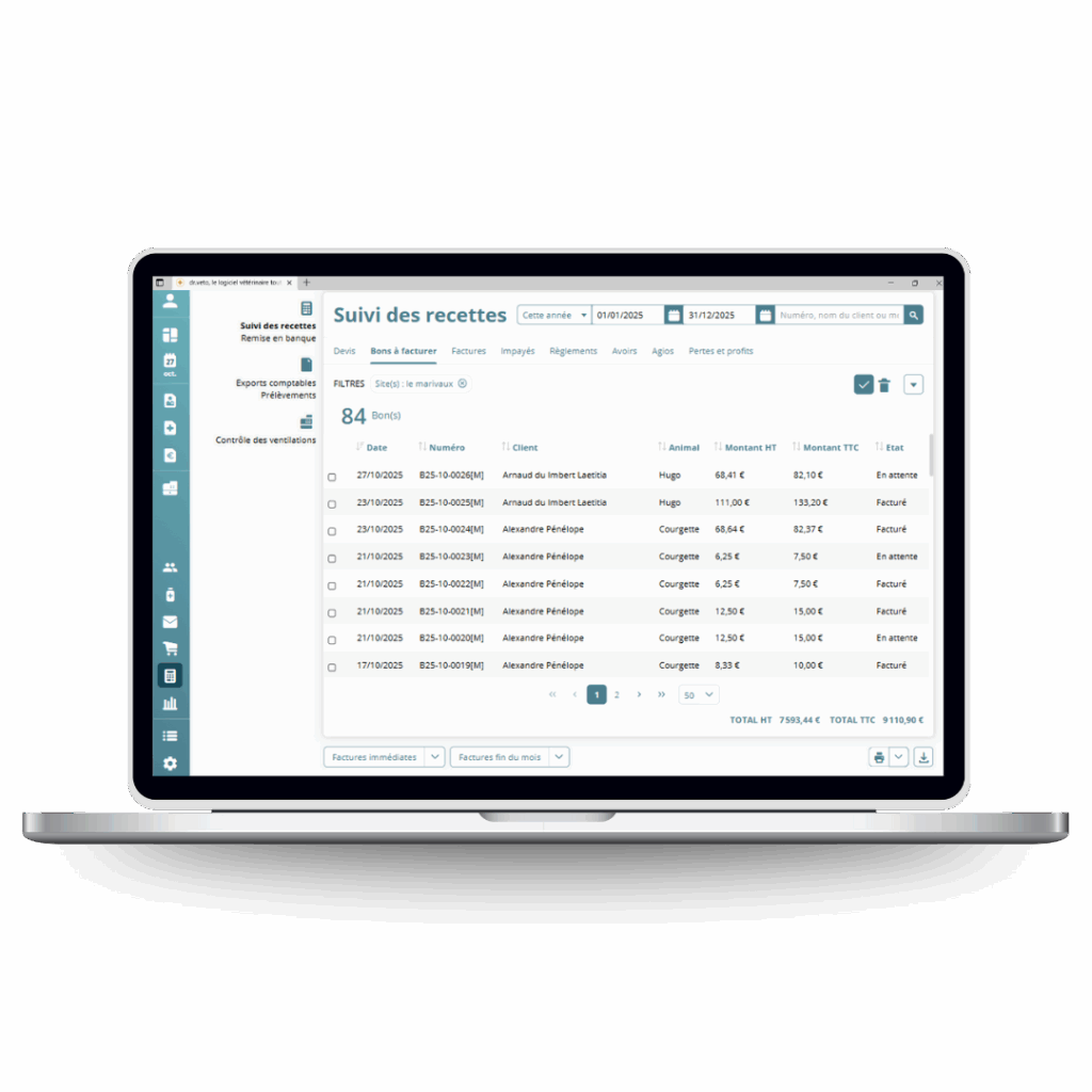 Module "Comptabilité" de dr.veto Cloud