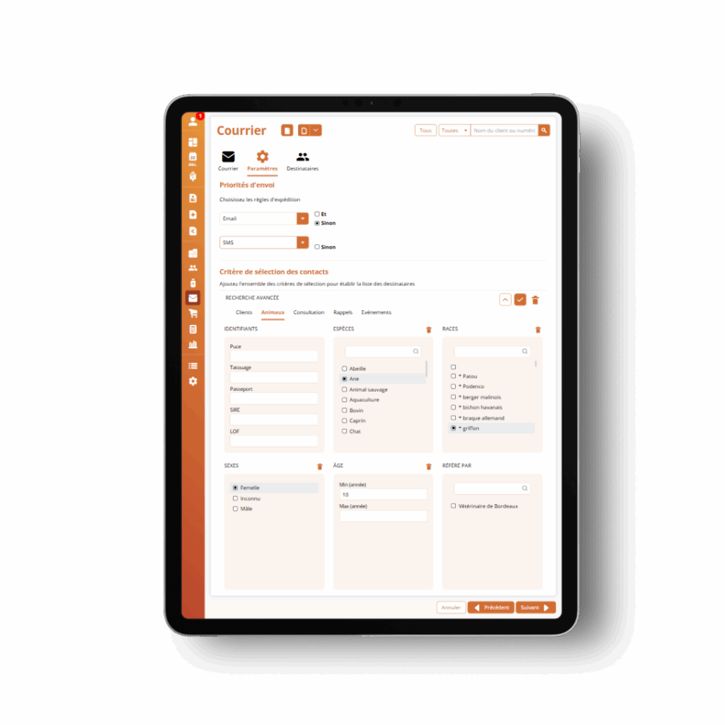 Module "Courrier" de dr.veto Cloud