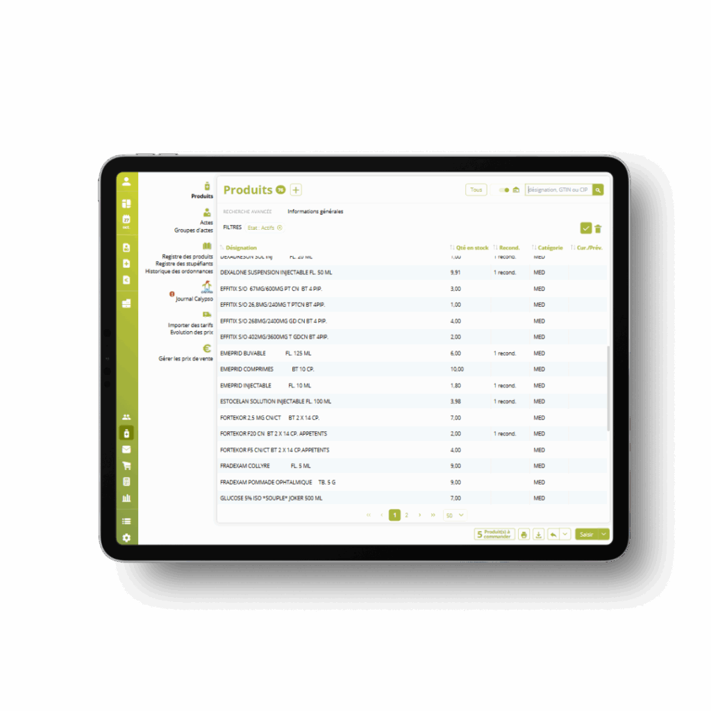 Module "Produits" de dr.veto Cloud