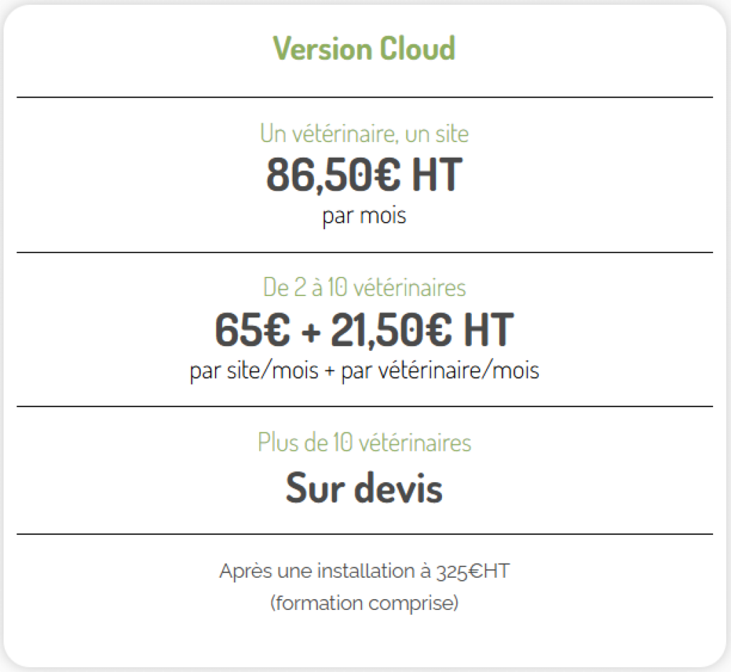 Tarif DrVeto Cloud