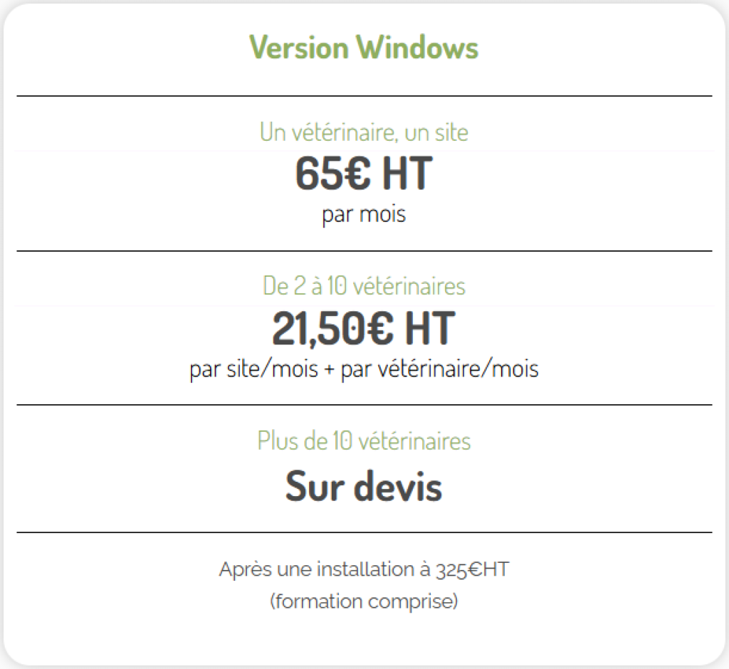 Tarif DrVeto Windows