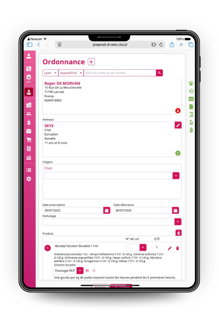 photo logiciel veterinaire tablette